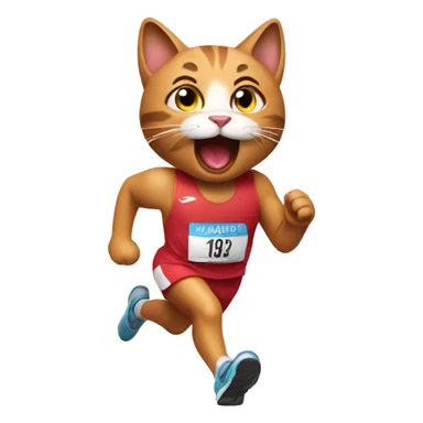 cat running a marathon sticker