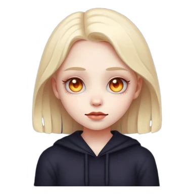 Stylized cult cartoon girl emoji, eerie-cute aesthetic, symmetrical design, subtle spooky vibe, glowing eyes, saying “AMILK”, bold graphic icon sticker