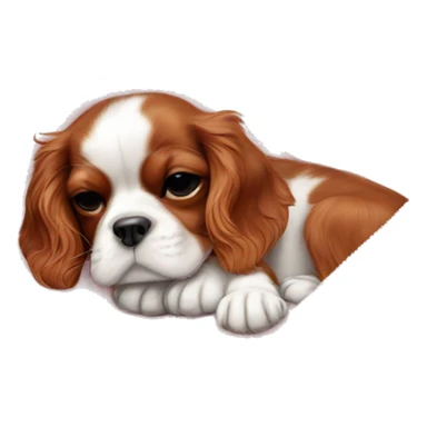 Cavalier King Charles puppy sleeping in baby pink blanket sticker