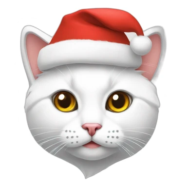 white cat with christmas hat sticker