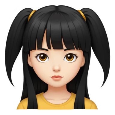 Black long hair girl with bangs sticker