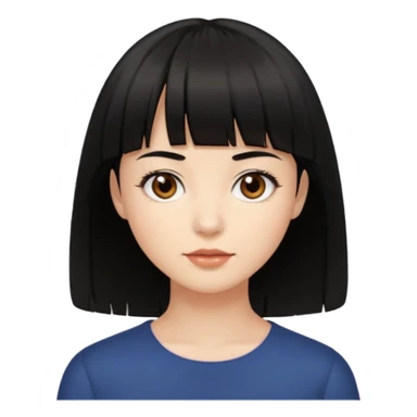 Siyah saçlı Açık tenli kısa orta saçlı kahküllü açık kahve göz kahverengi kaş sticker