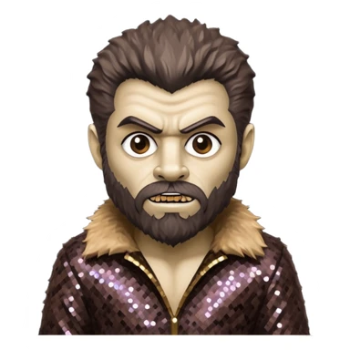 The Wolfman from Universal Monsters with brown fur, dark brown sequin outfit  sticker