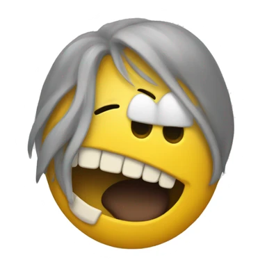 Smily emoji with yellow bone in its mouth sticker