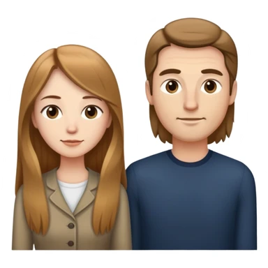 Short wife with light brown long hair next to tall husband  sticker