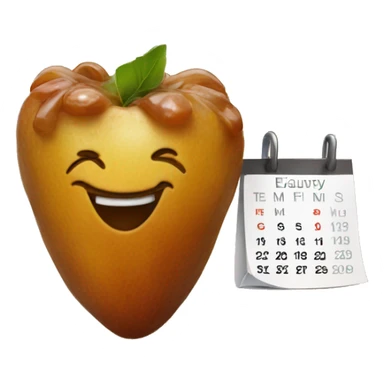a piece of date fruit with a calendar emoji as the background sticker