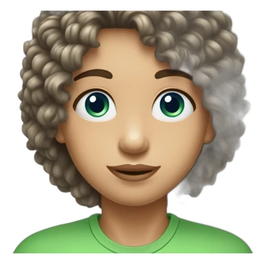 mec brun cheveux bouclé yeux vert bleu sticker