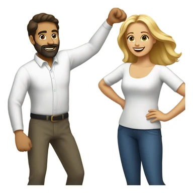 Puerto rican beard brown short hair man  with long blonde hair girl dancing sticker