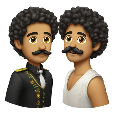 mexican with lil mustacheand curly hair and  sticker