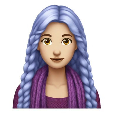 beautiful finnish fair long hair woman with blue eye knitting purple scarf sticker