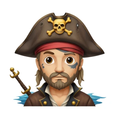 pirate with eye sailing a ship in strom sea background sticker