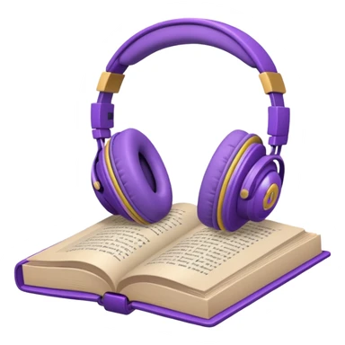 purple open storybook with purple headphones on top sticker