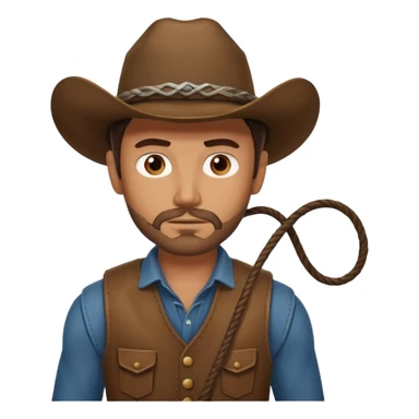 A rugged cowboy with stubble, brown vest, and serious eyes as he holds his lasso.
 sticker