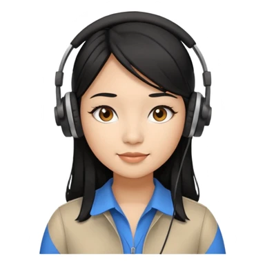 Female Filipino Virtual Assistant with Black Hair with headphone on sticker