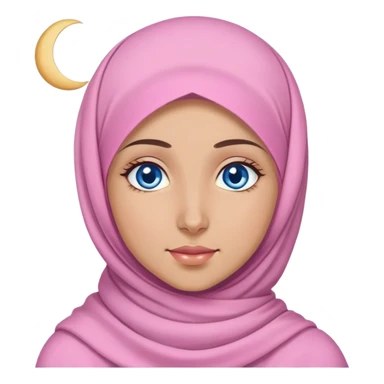 Turkish beautiful finish Konya girl blue eyes with lila pink color and ramadan moon hijab  sticker