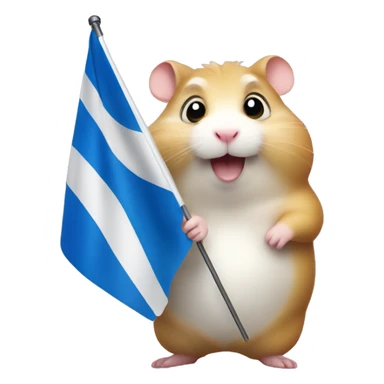 Fat hamster waiving small Russian flag in its hand sticker