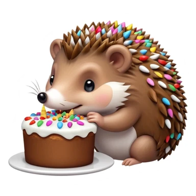 hedgehog eating cake sticker