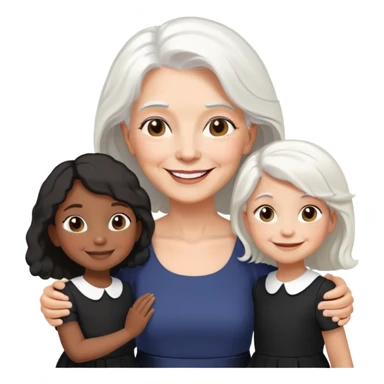 White senior woman with black identical little girls  sticker