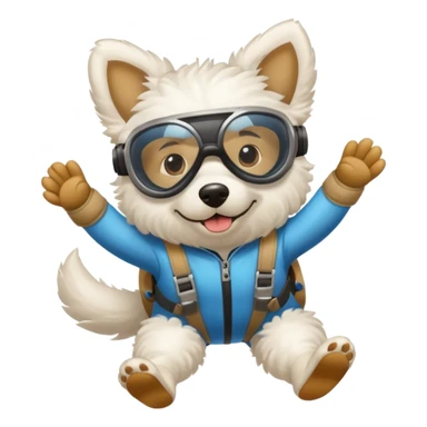 White fluffy dog skydiving sticker