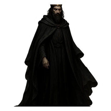 prince of darkness, regal yet sinister, crown, flowing dark robes, fully depicted sticker