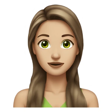 hot woman long brown hair with green eyes beige skin sticker