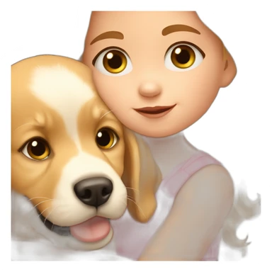 Cute baby girl holding a golden retriever puppy sticker
