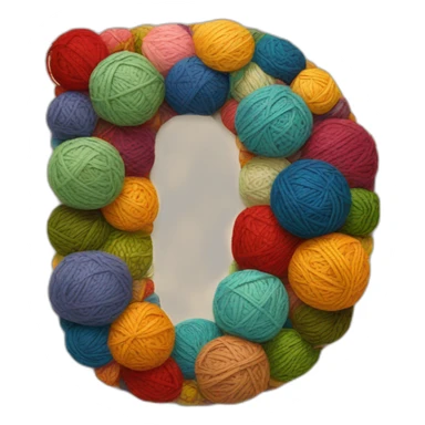 the letter G made of patchwork, colored yarn balls sticker