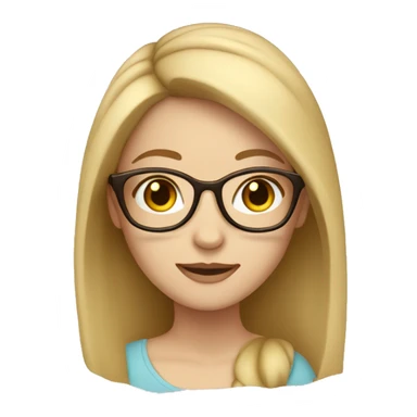 White girl with brown hair and blonde locks with glasses and brown sticker