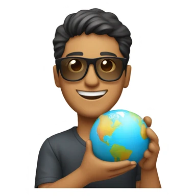 Happy Latino sunglasses with the world in his hands sticker