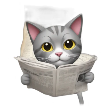 A cat reading a newspaper and sipping coffee sticker