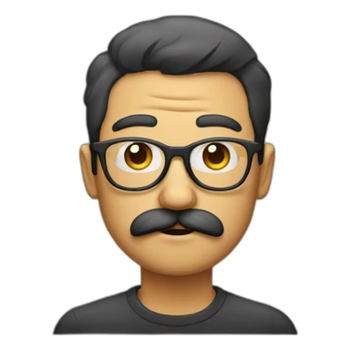 glasses and mustache man with a judgmental face expression sticker