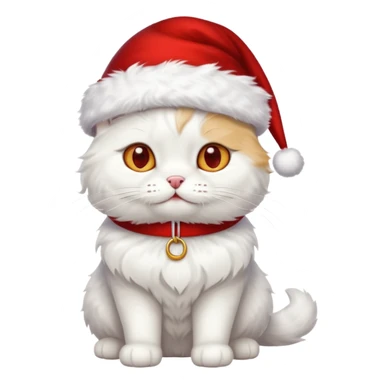a full-body white cat with Christmas accessories  sticker