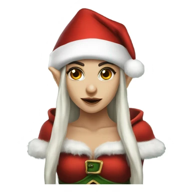 rogue female elf fantasy wearing santa hat sticker