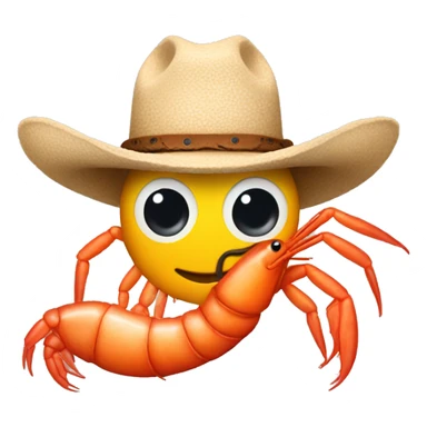 Shrimp with a cowboy hat on sticker
