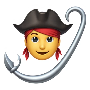Pirate Hook, clean vector emoji, with rich details, no face on objects, white background sticker