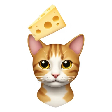 Cat with a cheese as a hat sticker