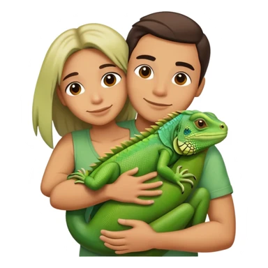 person hugging an iguana sticker