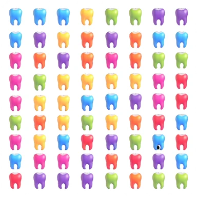 tooth app icons with different bright colors, dental application sticker