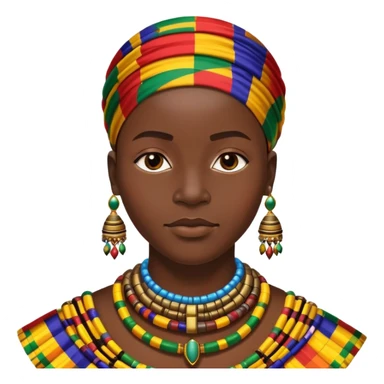 African person wearing traditional colorful Kente cloth and beaded jewelry sticker
