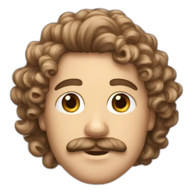 jonathan noble young long curly hair with mustache sticker