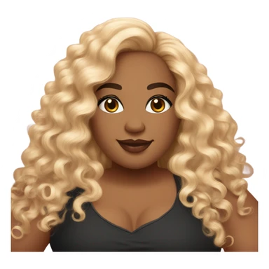 plus size lush peach skin long curly black hair sticker