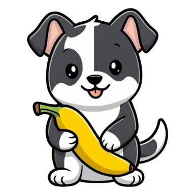 Dog with banana sticker