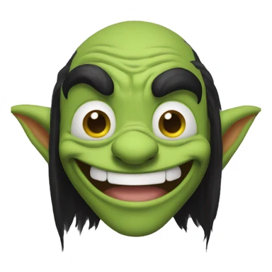 goblin dark long dark hair goofy smile sticker