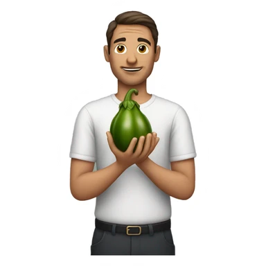 Man holding an eggplant in his right and left hand sticker