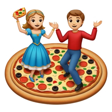 romeo et juliette qui dansent sur une pizza sticker