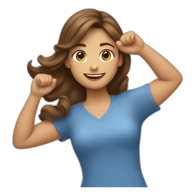 brown haired girl making a wave with his arms sticker