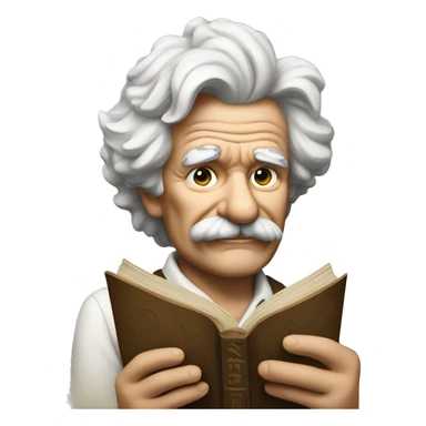 Mark Twain holds a book in his hand sticker