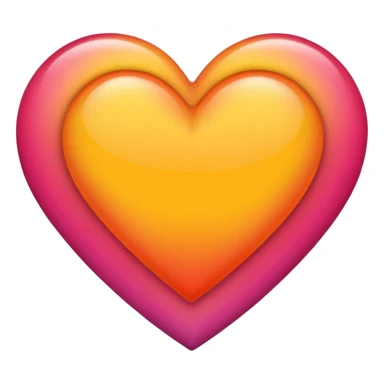 Bright yellow to orange to dark pink double gradient double heart sticker