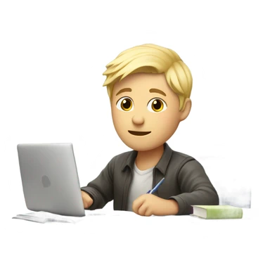 Norweigan guy with blonde hair doing homework sticker