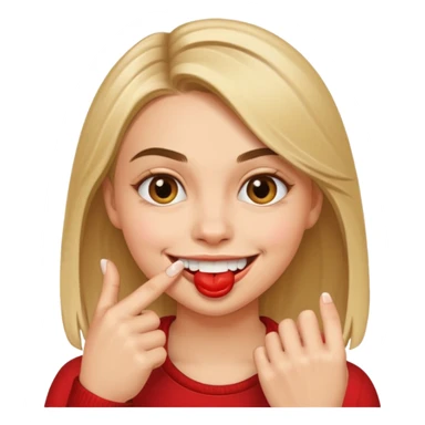 cara sonriente mordiéndose el dedo coqueta sticker